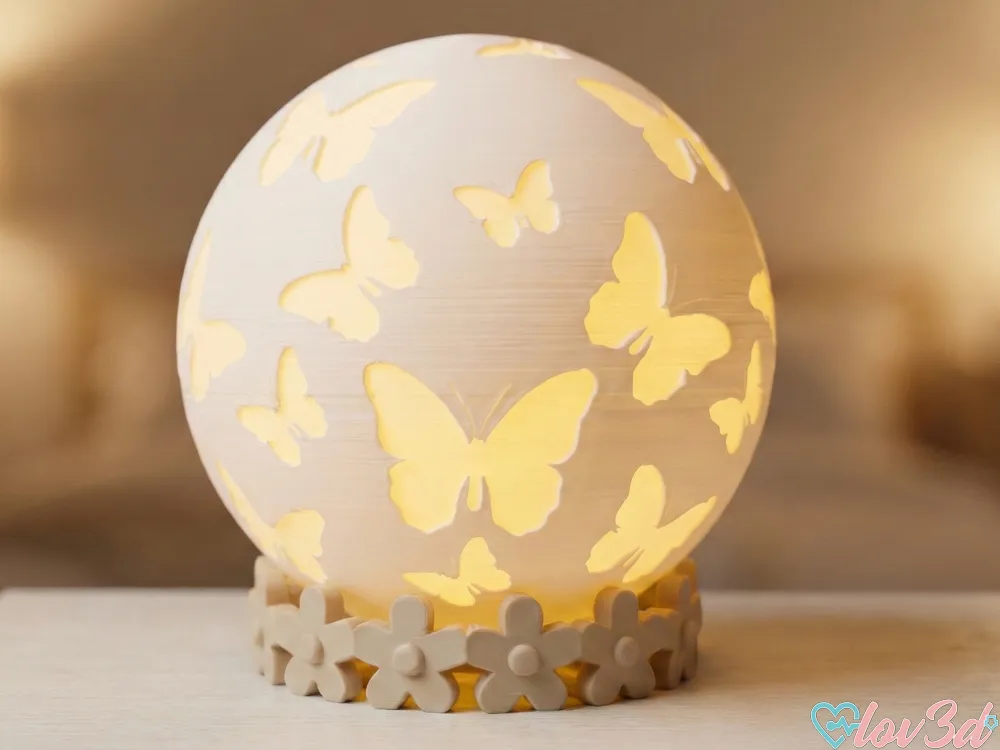 Butterfly Globe Tealight Lamp & Floral Base - Free 3D Print Model - MakerWorld