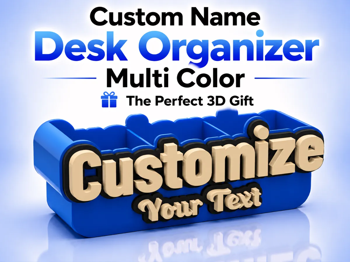 Custom Name Desk Organizer – The Perfect 3D Gift. - Free 3D Print Model - MakerWorld